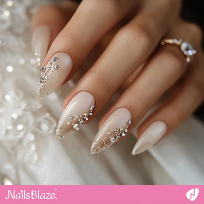 Glitter and Rhinestone Design for Autumn Wedding Nails | Fall Nails - NB5624