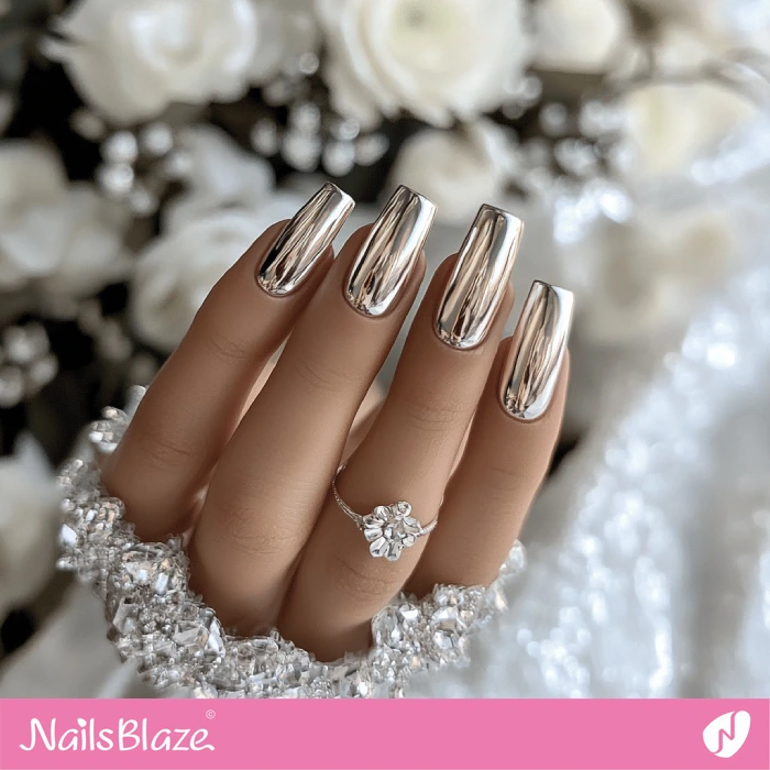 Fall Wedding Simple Chrome Nails | Fall Nails - NB5605