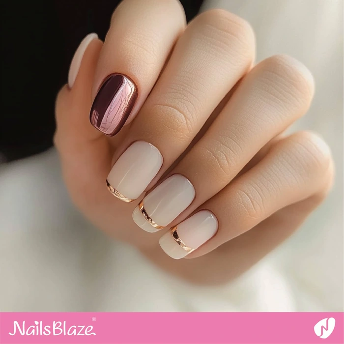 Short and Simple Autumn Wedding Nails | Fall Nails - NB5625