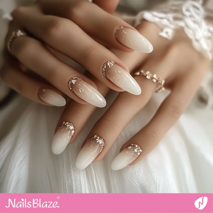 Embellished Luxury Fall Wedding Ombre Nails | Fall Nails - NB5644