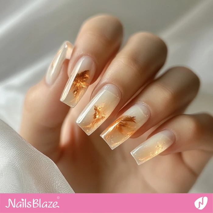 Long Square-shaped Nails for Fall Wedding | Fall Nails - NB5664