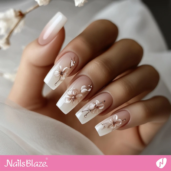 Classy Flower Nails Design for Fall Wedding | Fall Nails - NB5674