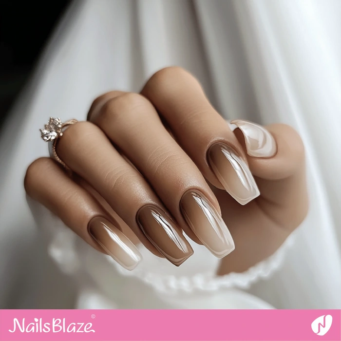 Coffee Beige Fall Wedding Nails | Fall Nails - NB5635