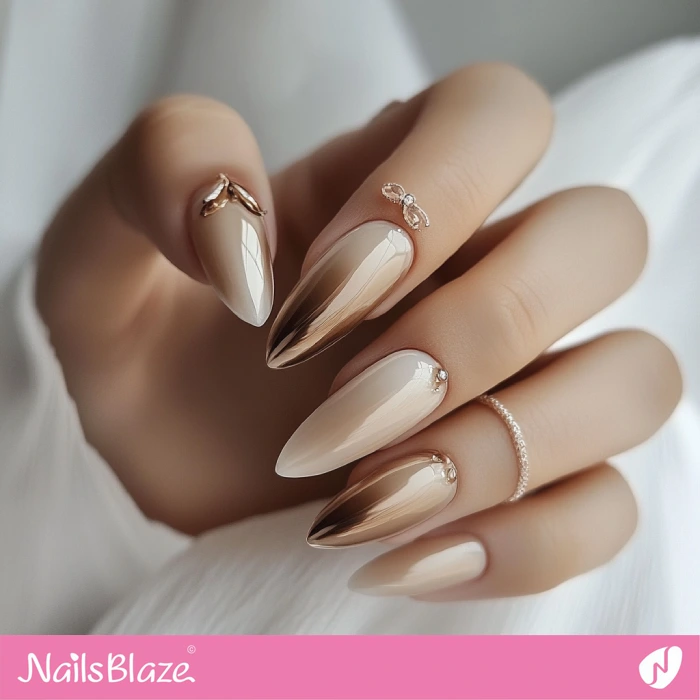 Luxury and Glossy Fall Wedding Nails | Fall Nails - NB5645