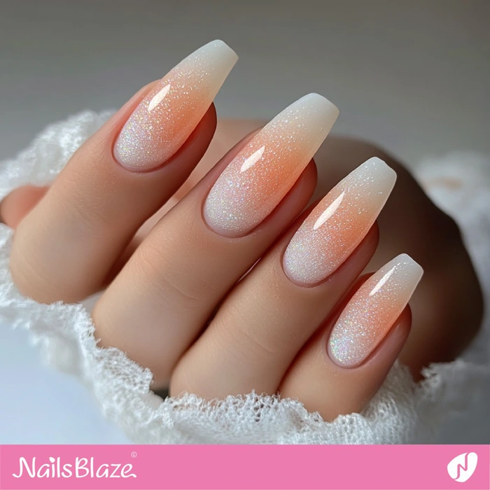 Shimmer Effect Light Coral Nails for Fall Wedding | Fall Nails - NB5655