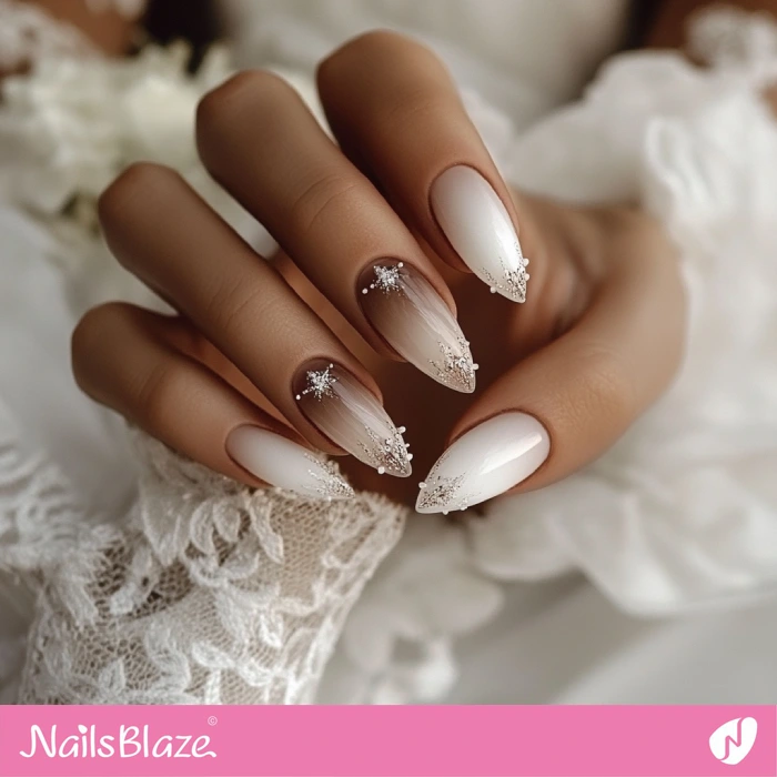 Fall Wedding Almond Nails with Embellishment | Fall Nails - NB5695