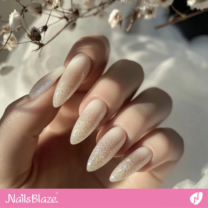 Champagne Glitter Nails for Fall Wedding | Fall Nails - NB5646