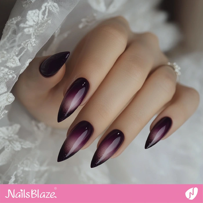 Fall Wedding Gothic Almond Aubergine Nails | Fall Nails - NB5666