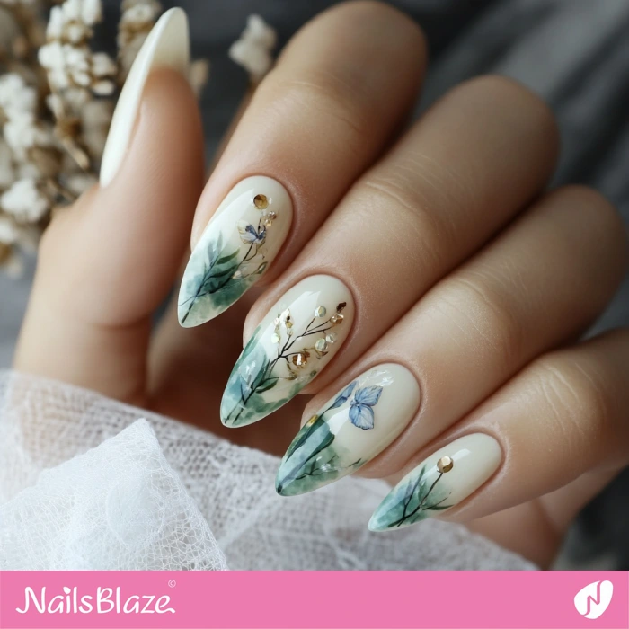 Green Tip Fall Wedding Nail Art | Fall Nails - NB5676