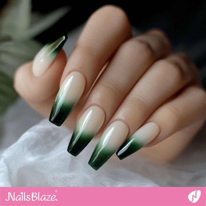 Fall Wedding Forest Green Ombre French Nails | Fall Nails - NB5647