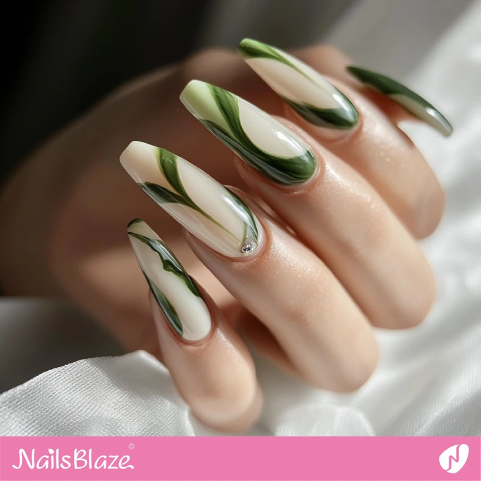 Modern Green Fall Wedding Nails Design | Fall Nails - NB5658