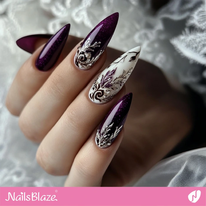 Fall Wedding Aubergine Nails Design | Fall Nails - NB5678