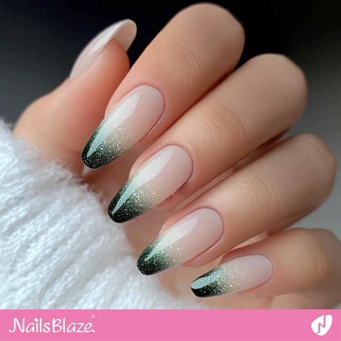 Shimmer Design Fall Wedding Nails with Green Tips | Fall Nails - NB5639