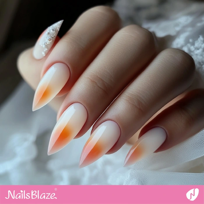 Orange Accent Fall Wedding Nails Design | Fall Nails - NB5669