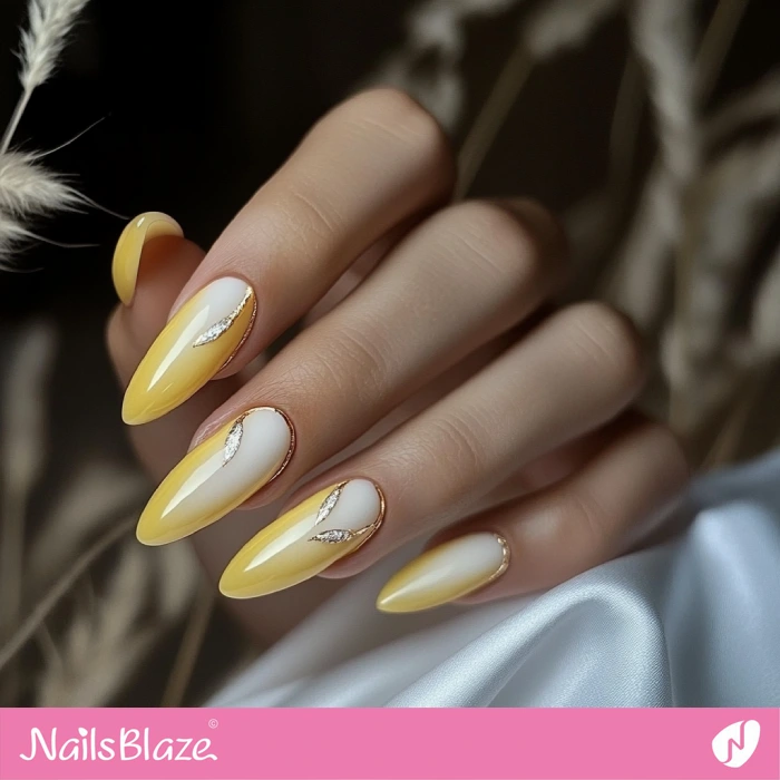 Embellished Misted Yellow Nails for Fall Wedding | Fall Nails - NB5689