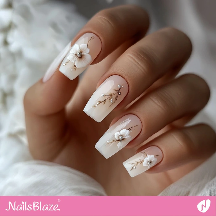 Fall Wedding Floral Nail Art | Fall Nails - NB5699