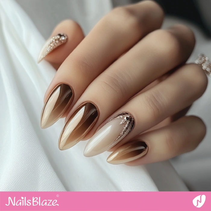 Luxury Coffee Beige Nails for Fall Wedding | Fall Nails - NB5661