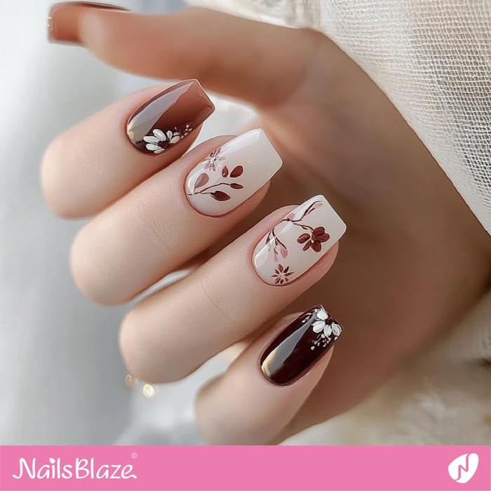 Classic Flower Nails Design for Fall Wedding | Fall Nails - NB5616