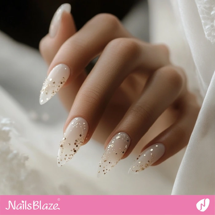 Matte White Nails Confetti Design for Fall Wedding | Fall Nails - NB5627