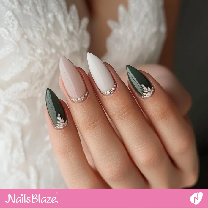 Fall Wedding Nails Rhinestone Design | Fall Nails - NB5619