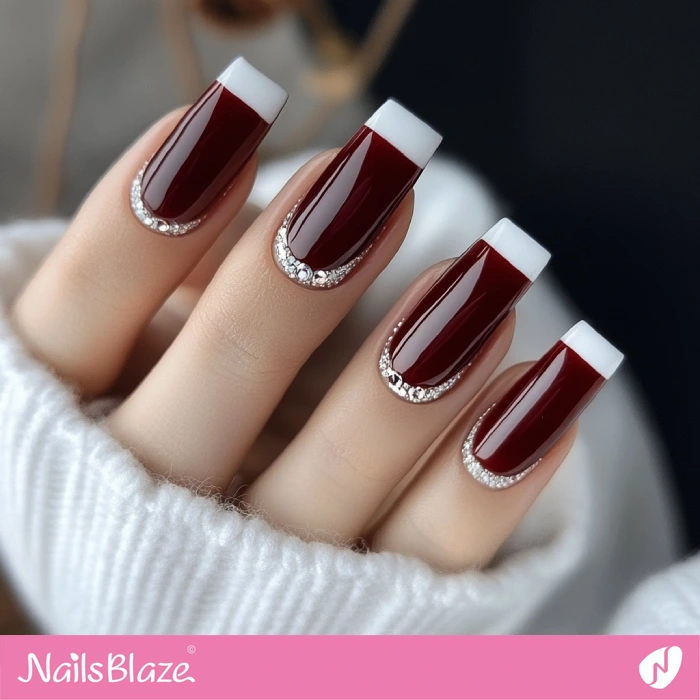 Long Red Nails with White Tips for Fall Wedding | Fall Nails - NB5600