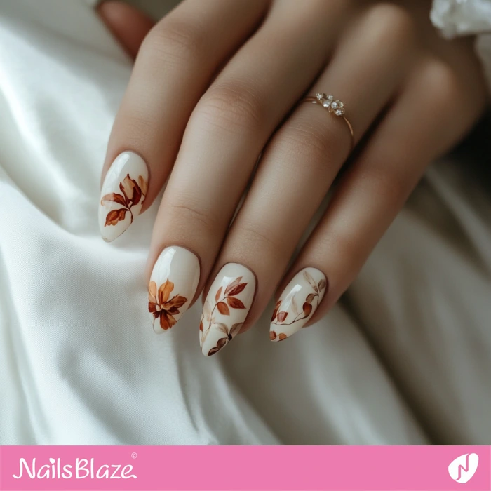 Fall Wedding Almond Nails Design | Fall Nails - NB5591