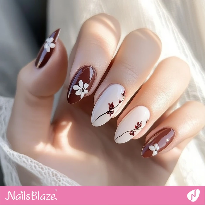 Classy Fall Wedding Nails Flower Design | Fall Nails - NB5602