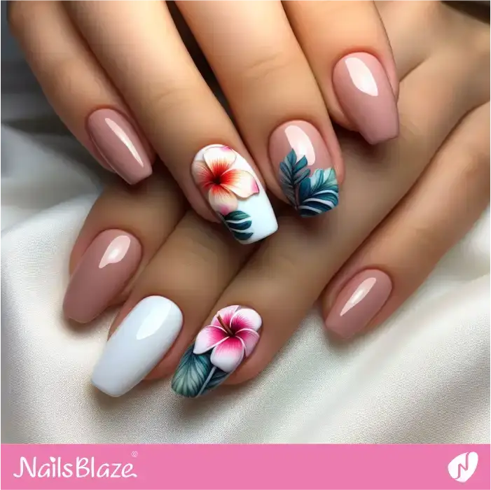 Hawaii Nails Hibiscus Flower Design | Flower Nails - NB3916