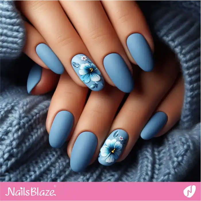 Blue Hibiscus Flowers for a Hawaii Theme | Flower Nails - NB3902