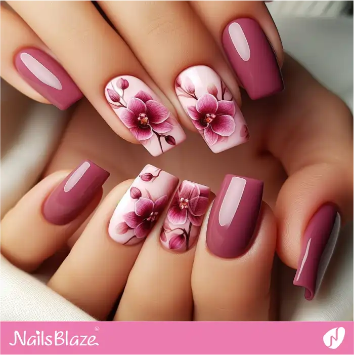 Pink Orchid Nails | Flower Nails - NB3930