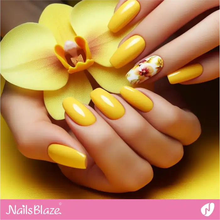 Tropical Yellow Orchids Nail Design | Flower Nails - NB3933