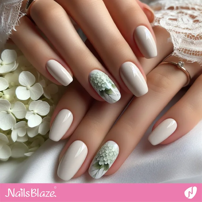 Wedding Nails Hydrangea Flower Design | Floral Nails - NB3862