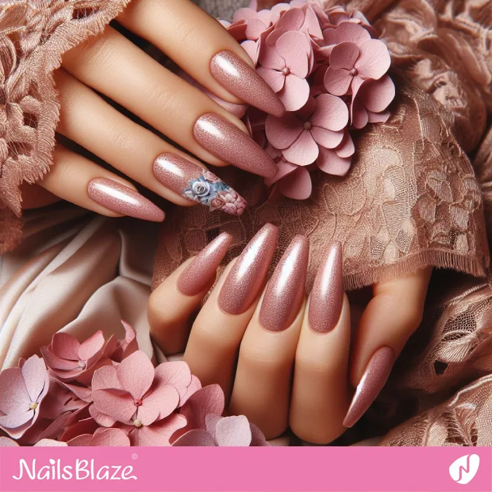 Hydrangea Accent Nail Design | Floral Nails - NB4163