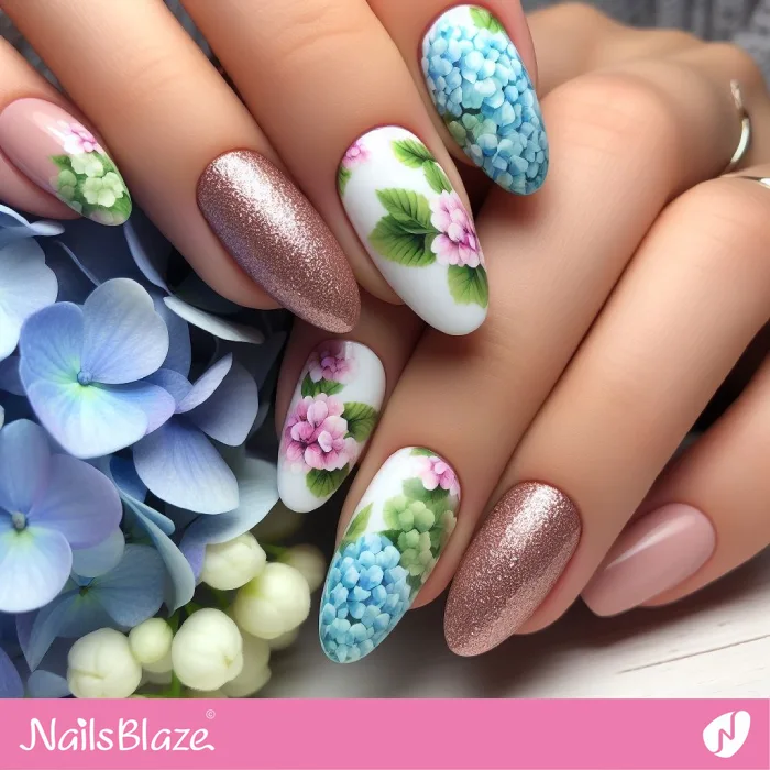 Hydrangea Flower Nails Design | Floral Nails - NB3849