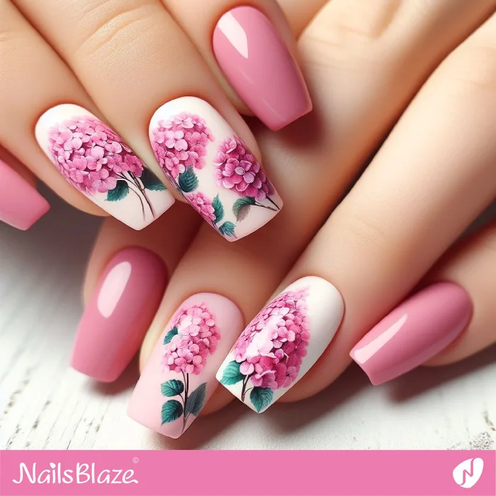 Hydrangeas on Glossy Nails | Floral Nails - NB3850