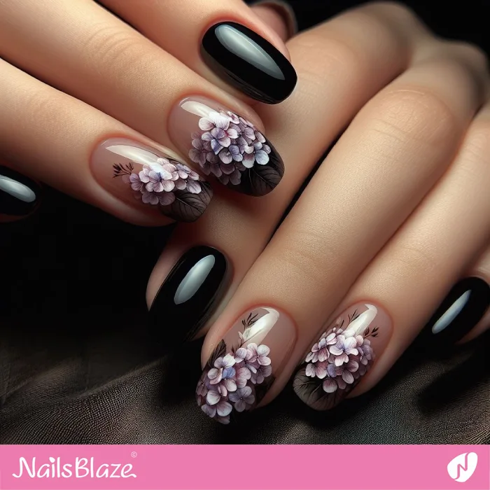 Elegant Floral French with Hydrangea | Floral Nails - NB3852