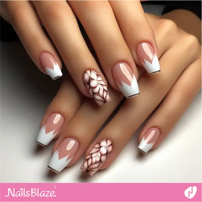 Lotus-inspired French Nails | Flower Nails - NB3897