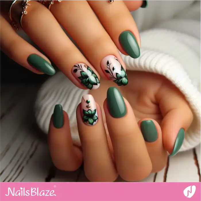 Short Nails with Lotus Design | Flower Nails - NB3894