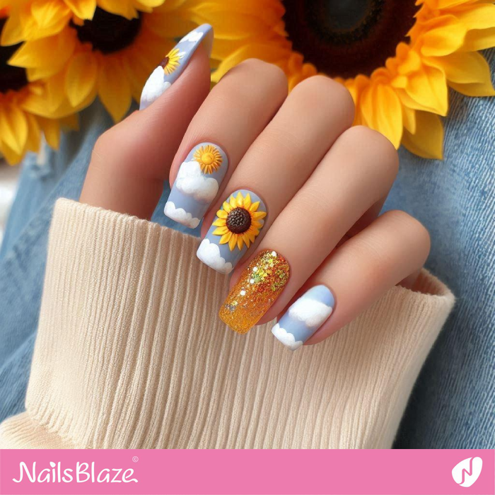 Cute Sunflower Nails Design | Sunflower Nails - NB5255