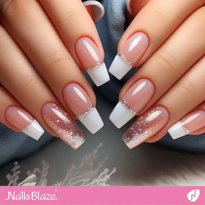 Wedding Glitter French Nails Design | French Manicure - NB3332