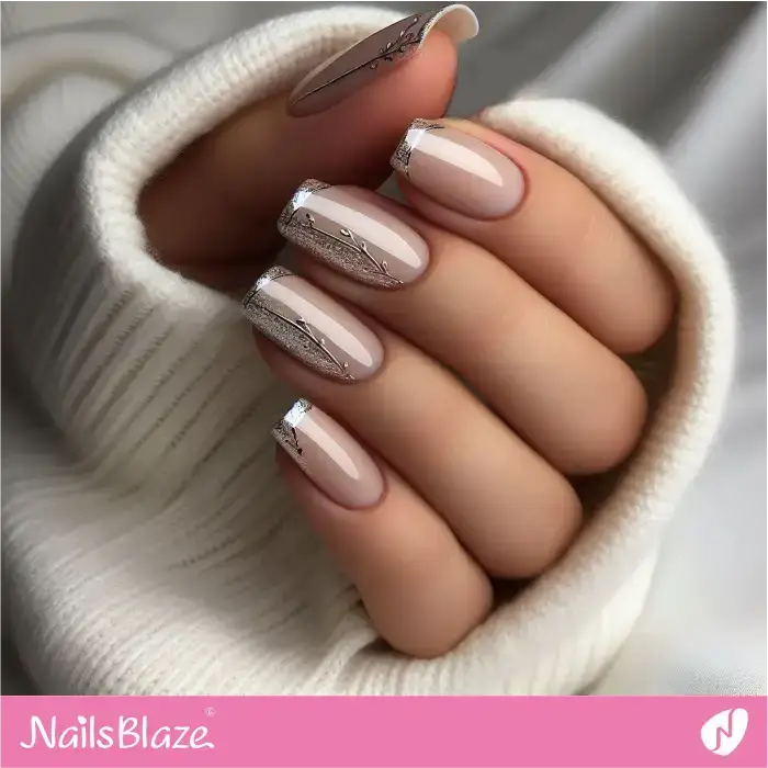 Glossy Nude Nails with Micro French Design | French Manicure - NB3353