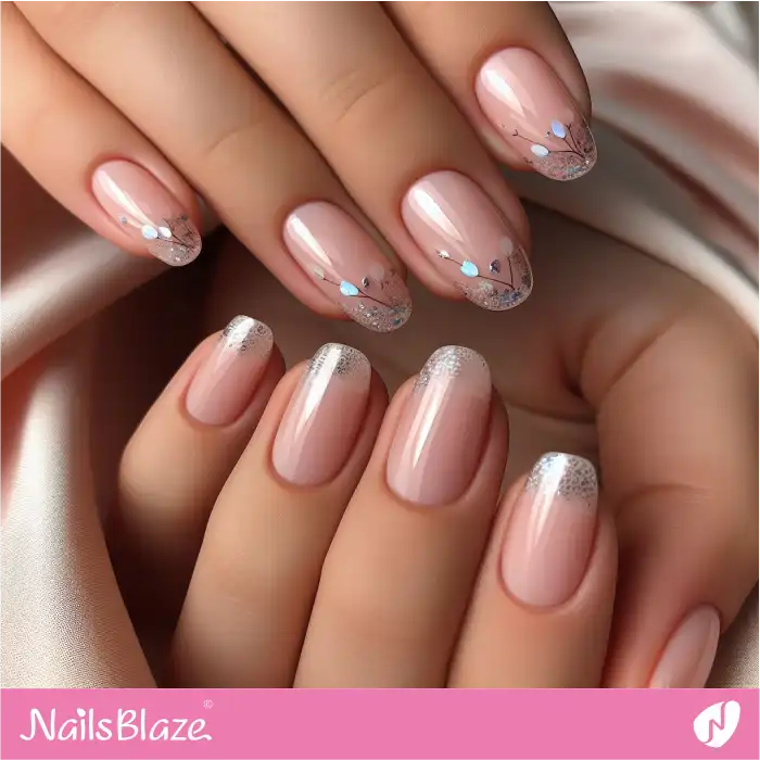 Minimal Confetti Design Glitter French Nails | French Manicure - NB3359