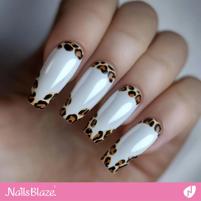 Nail Tips with Leopard Design | French Nails - NB5556