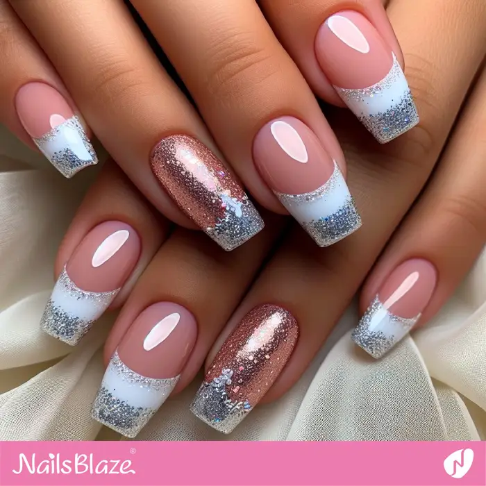 Glitter French Nails Design | French Manicure - NB3327