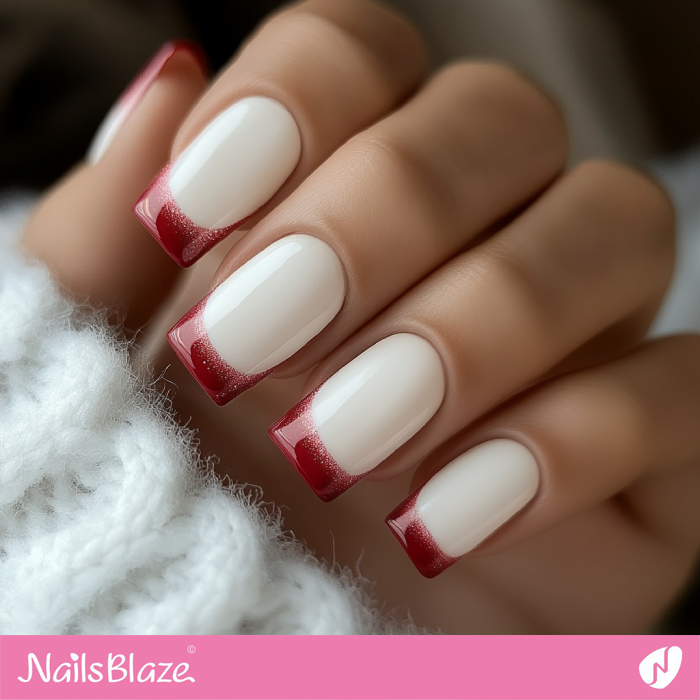 Red Tip for White French Mani | Red Tip Nails- NB7635