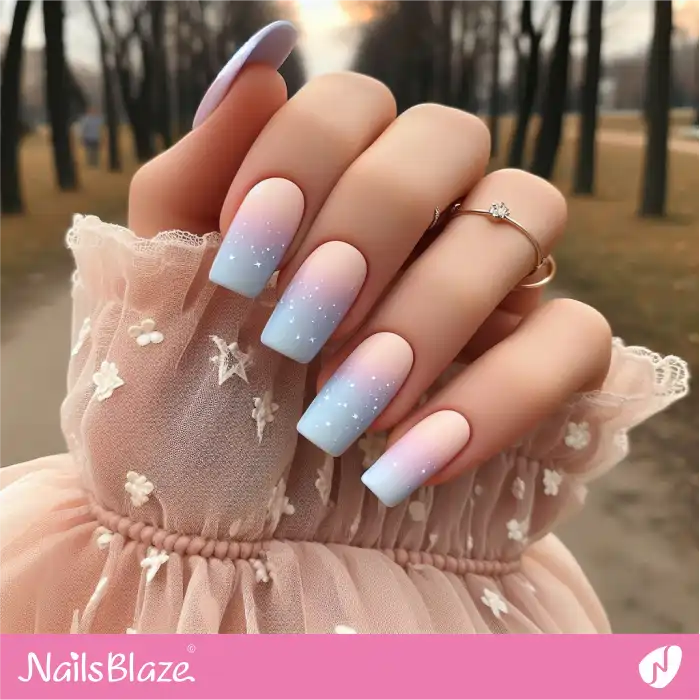 Ombre Effect Pastel Galaxy Nails | Celestial Nails - NB4290