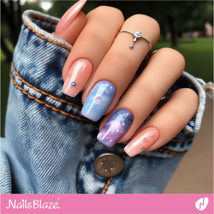Pastel Galaxy Accent Nails | Celestial Nails - NB4292