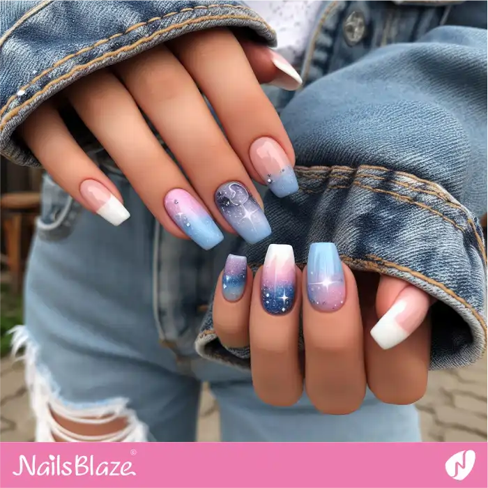 Pastel Galaxy Ballerina Nails | Celestial Nails - NB4293