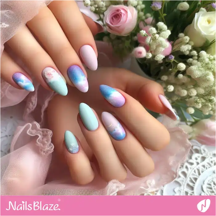 Galaxy Theme Pastel Nails Design | Celestial Nails - NB4295