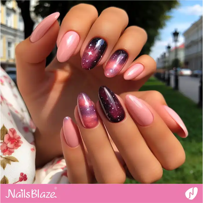 Pink Galaxy Theme Nails | Celestial Nails - NB4299